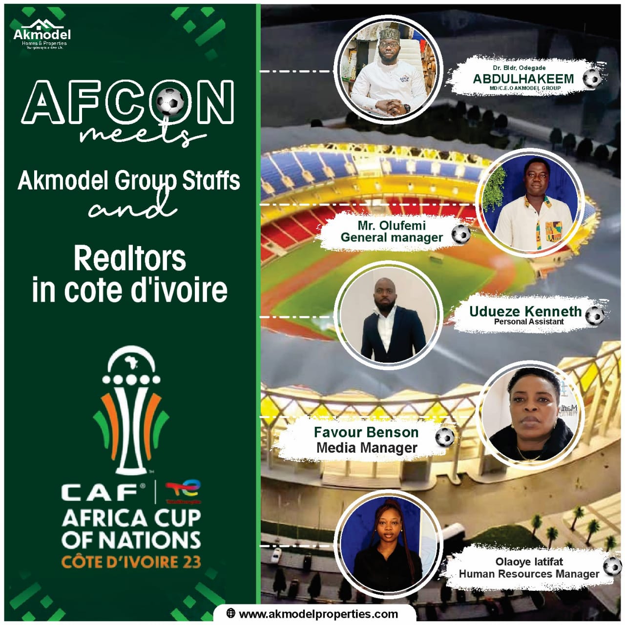 Akmodel Group Exec and Realtors at Afcon Final.